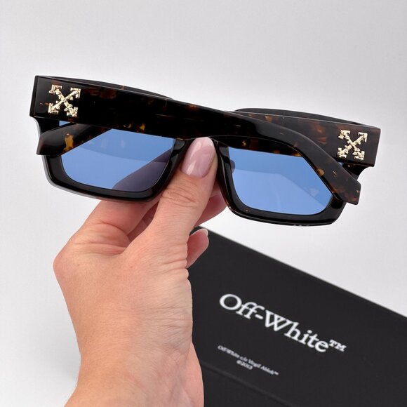 Off-White VIRGIL Sunglasses – Havana Square Frame Blue | Model OERI008 6045 - Picture 2 of 11